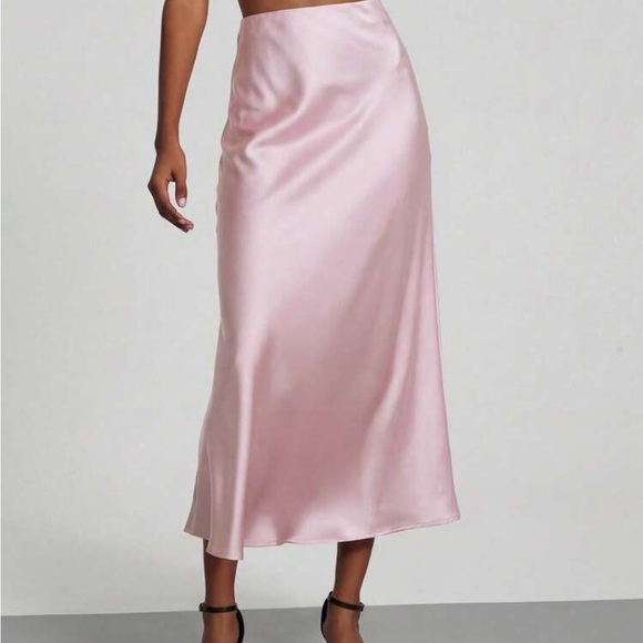 Amazon Dresses & Skirts - Amazon Pink Satin Midi Slip Skirt
